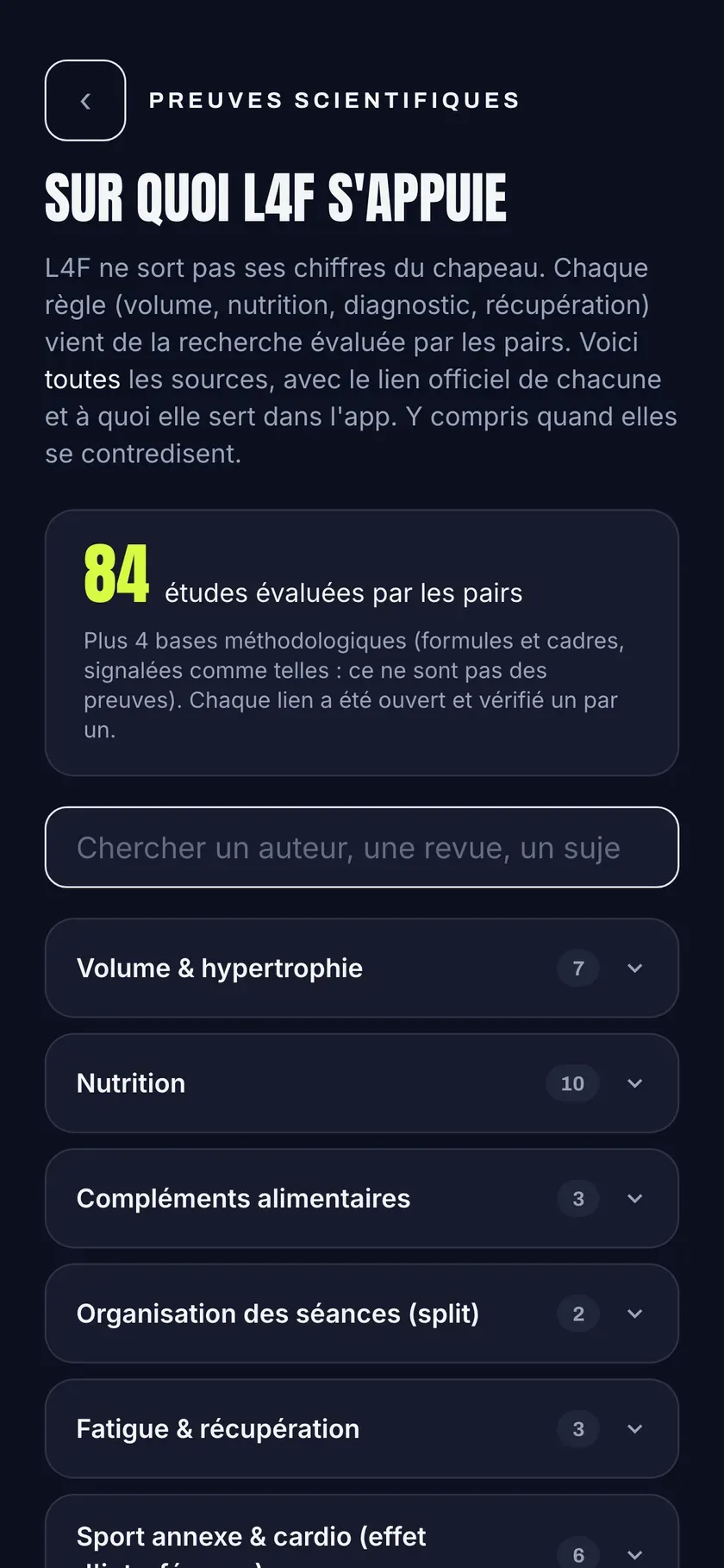 La page des sources